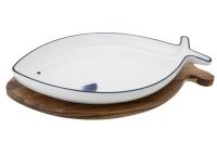 Блюдо в виде рыбы на дерев. подставке, 28,7x16,1 см h 4 см, BRANZINO